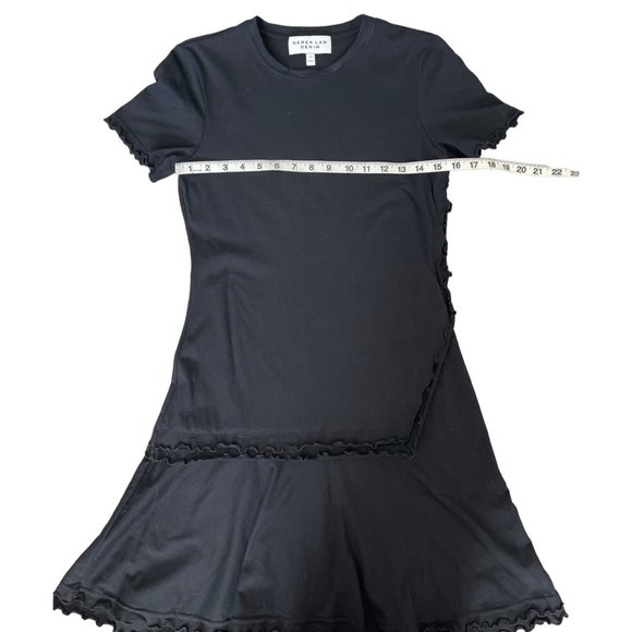Derek Lam‎ Denim Ruffle Crew Neck Tee Mini Dress Black Size Small $295 - Picture 4 of 8